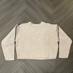 By Together Ribbed Beige Sweater with Black Trim